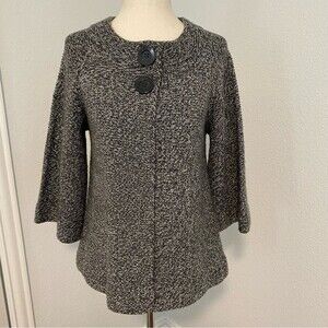 IN Studio Vintage Black White Lightweight Sweater Jacket Sexy Size S